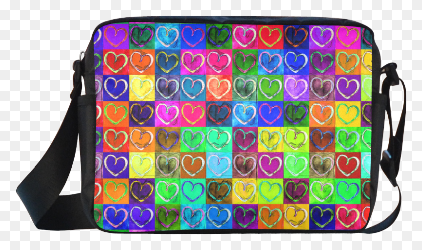 801x449 Lovely Hearts Mosaic Pattern Messenger Bag, Aluminium, Face HD PNG Download