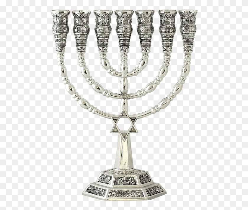 500x651 Lovely Menorah With Star Of David At The Base Of Its Menorah, Crystal, Trophy, Necklace HD PNG Download