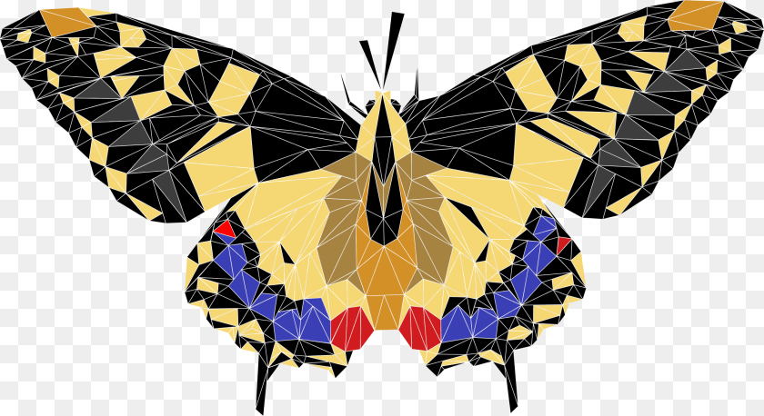 2268x1236 Low Poly Butterfly Clip Arts Lepidoptera, Animal, Insect, Invertebrate Sticker PNG