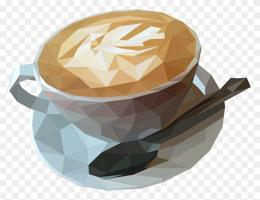 960x719 Low Poly Coffee Coffee Cup Poly Polygonal Coffee Cafe En Vector, Cup, Saucer, Pottery HD PNG Download