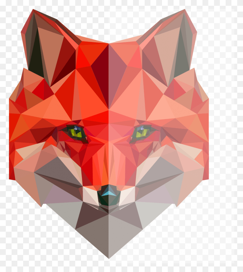888x1001 Low Poly Fox, Papel, Origami Hd Png