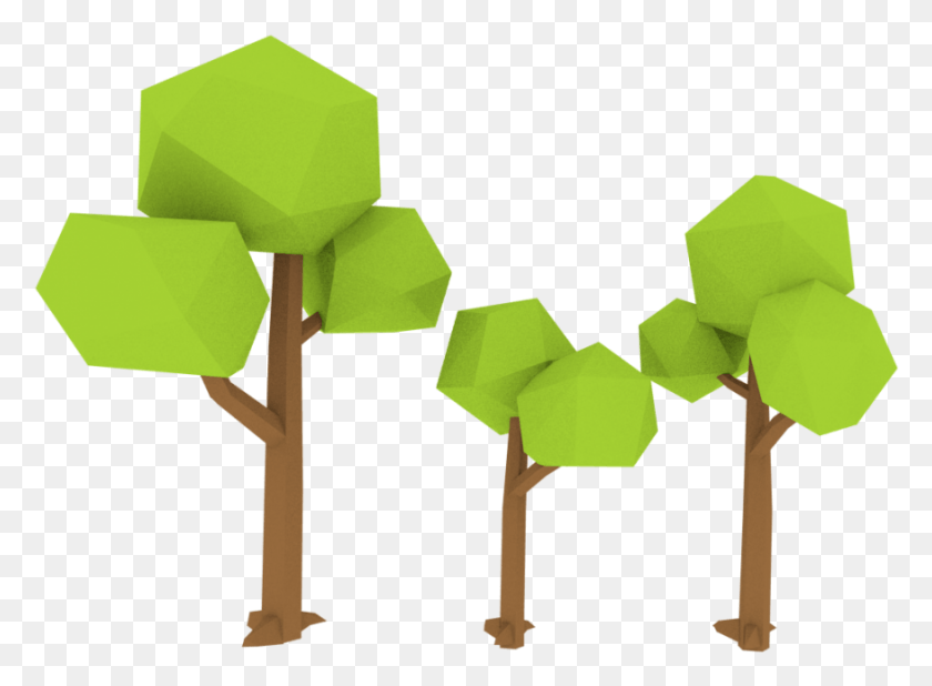875x627 3D Модель Низкополигонального Дерева Низкополигональный Блендер, Бумага, Оригами Hd Png Скачать