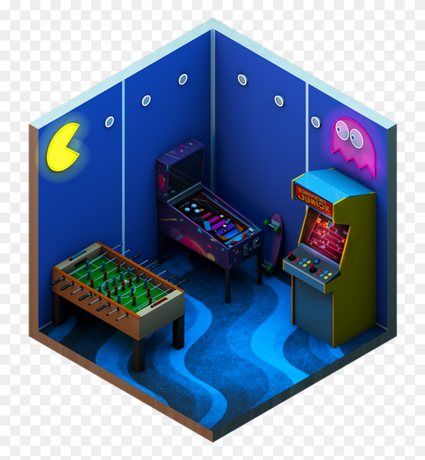 736x848 Low Polygon Isometric Rooms, Arcade Game Machine, Toy Descargar Hd Png