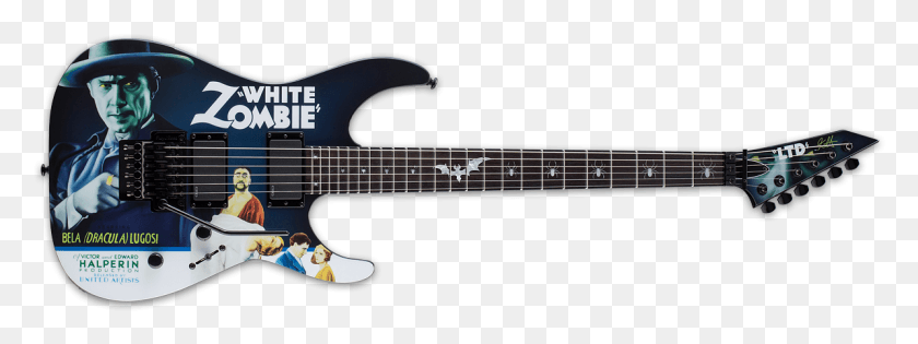 1194x391 Ltd Kirk Hammett White Zombie Kwwz Esp Kirk Hammett White Zombie Guitar, Leisure Activities, Musical Instrument, Bass Guitar HD PNG Download