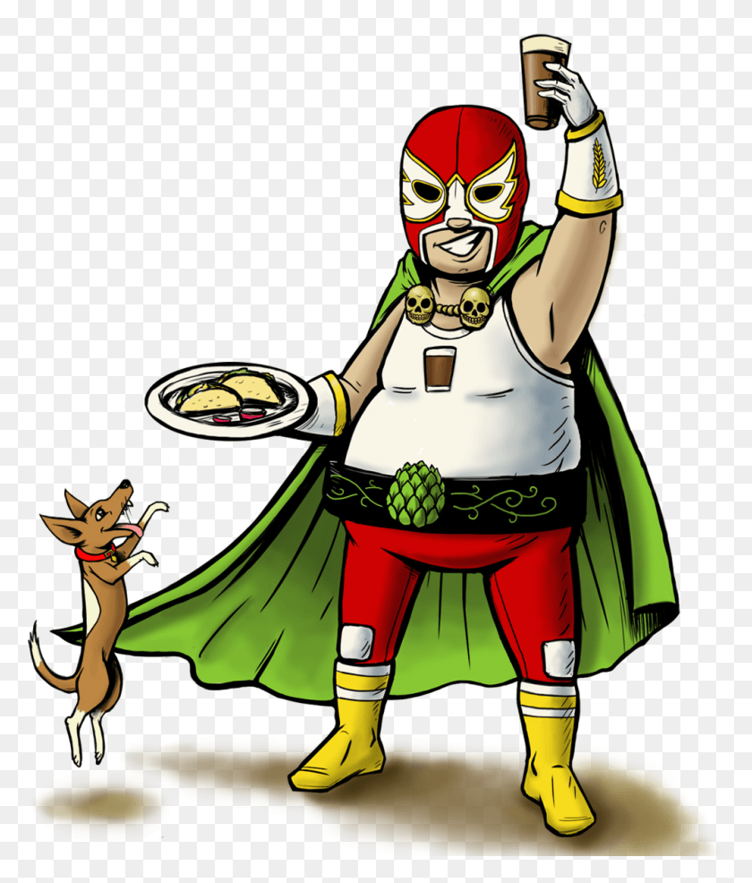1003x1191 Luchador Night Luchador With Taco, Person, Human, Toy HD PNG Download