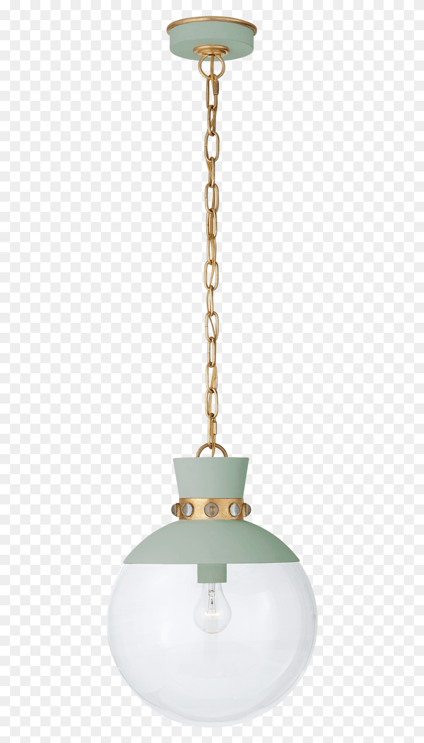 420x1413 Lucia Medium Pendant In Celedon And Gild With Clear Ceiling Fixture, Chain, Lamp, Coffee Cup HD PNG Download