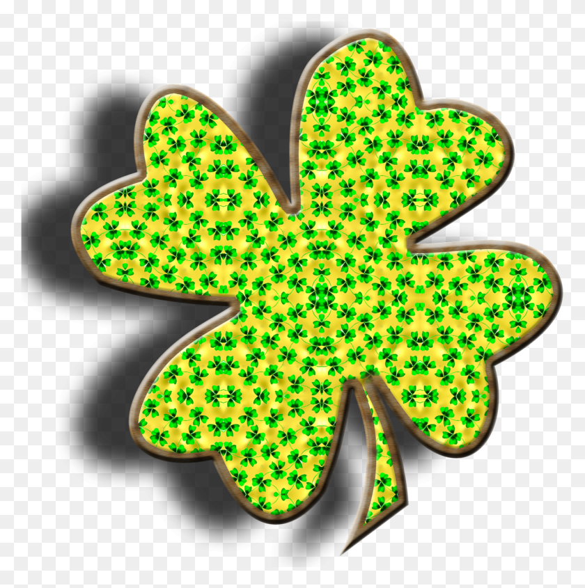 1272x1281 Lucky Clover Four Leaf Clover Isolated Shamrock, Light, Pattern, Glitter HD PNG Download