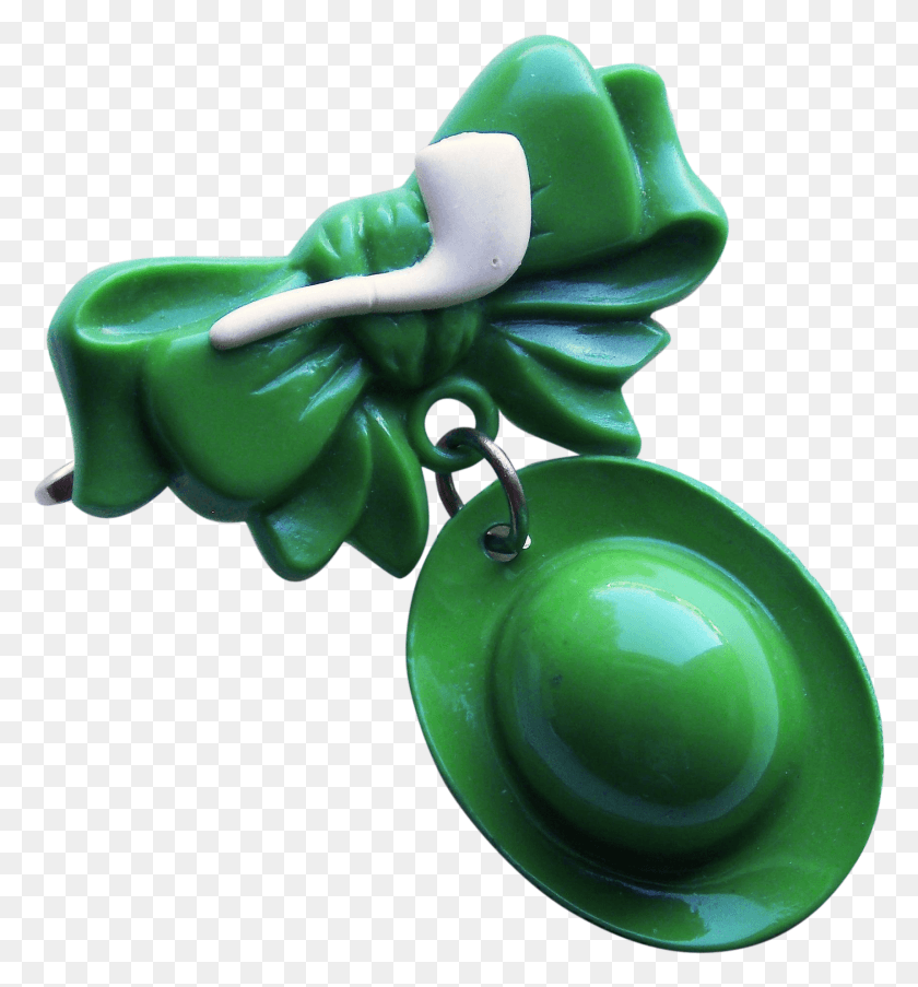 1718x1857 Lucky Leprechaun Hat Amp Pipe Винтажная Зеленая Пластиковая Подвеска На Булавке, Игрушка, Нефрит, Драгоценный Камень Png Скачать