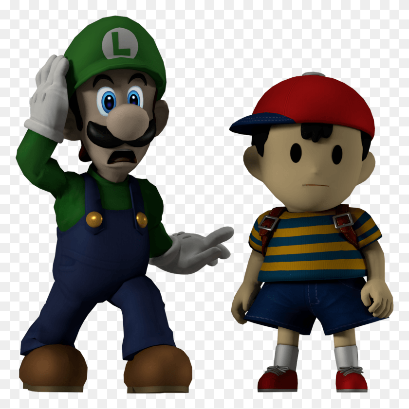 1190x1193 Luigi And Ness Ness Ssb4 3d Model, Toy, People, Person HD PNG Download