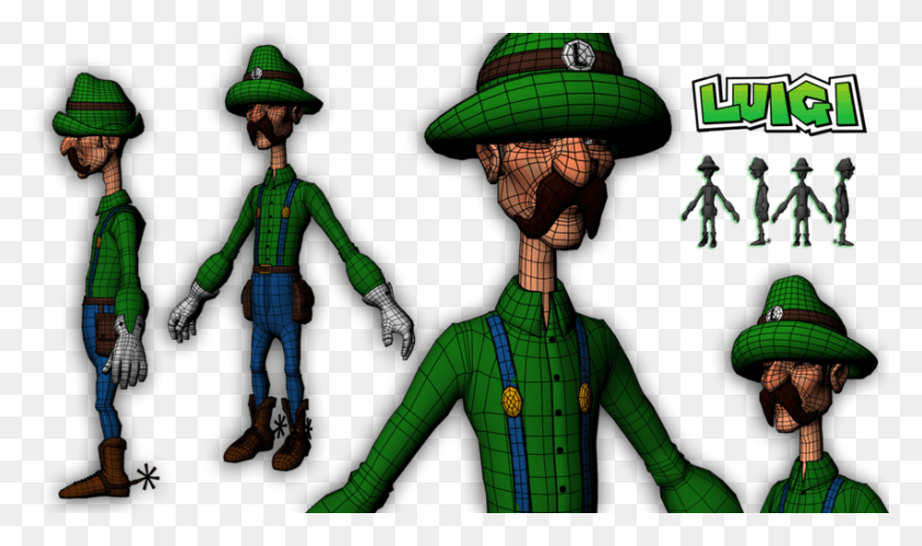 852x479 Luigi Character Modeling And Texturing 3d In Autodesk Maya Luigi Modeling, Clothing, Hat, Person HD PNG Download
