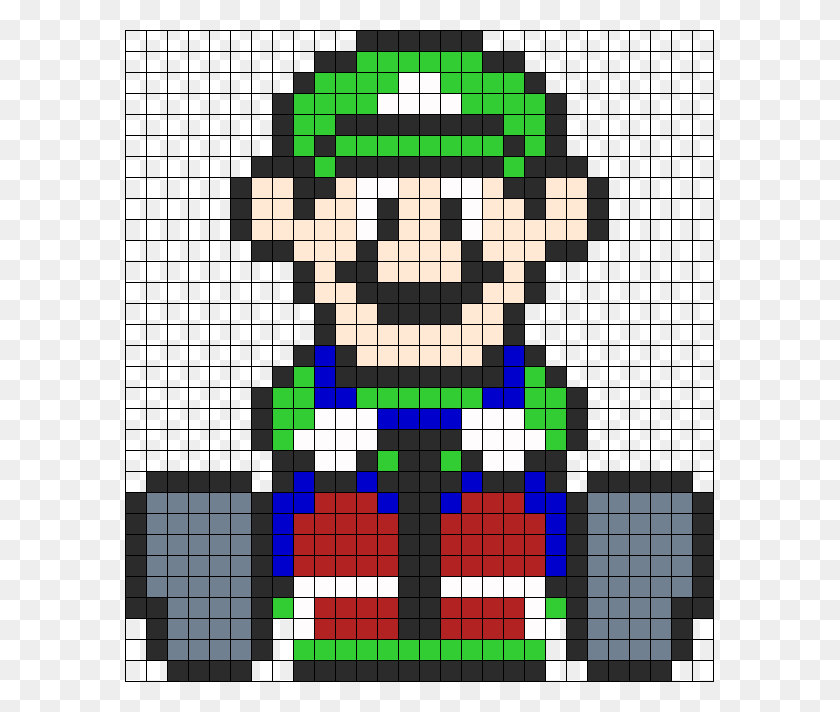 589x652 Luigi Mario Kart Perler Sprite Super Mario Kart Mario, Game, Crossword Puzzle HD PNG Download