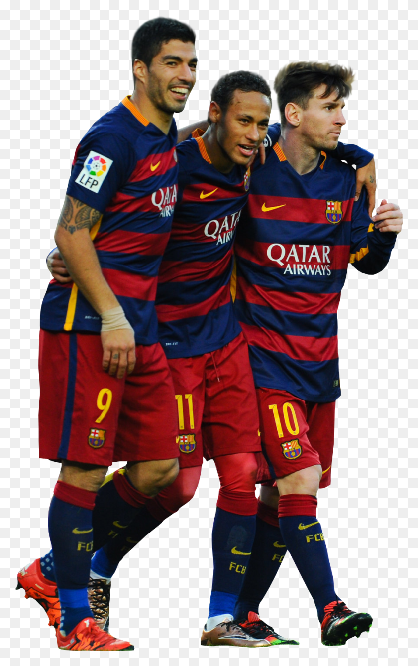 891x1459 Luis Suarez Neymar Amp Lionel Messi Render Messi Suarez Neymar, Person, Human, Shoe HD PNG Download