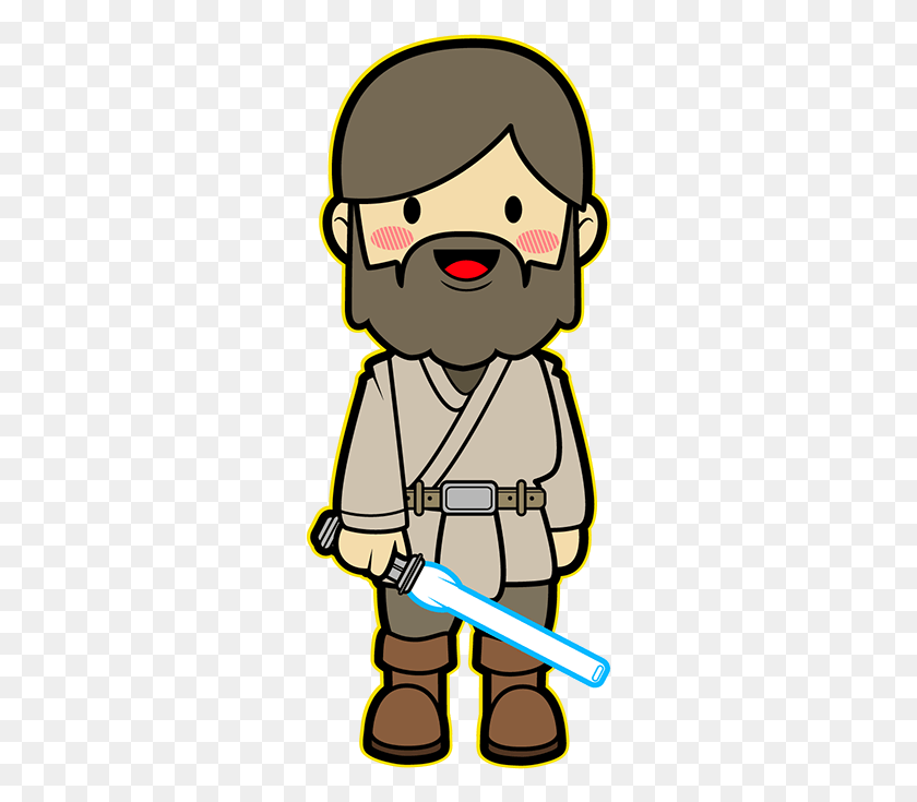 281x675 Luke Skywalker Clipart Kawaii Obi Wan Kenobi Kawaii, Label, Text, Pirate HD PNG Download