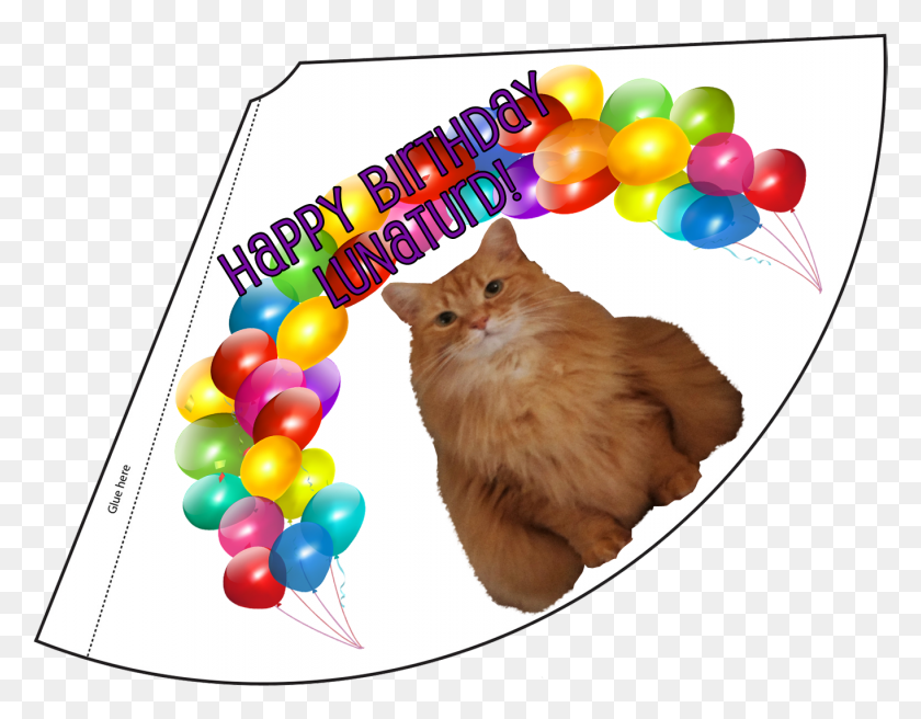 1364x1043 Lunaturd Birthday Hat Cat Birthday Hat Printable, Balloon, Ball, Pet HD PNG Download