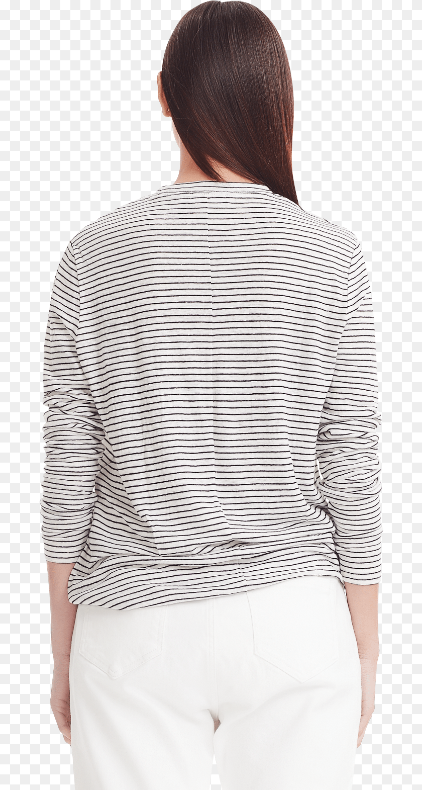 Luxe Linen Ls Tee Blackwhite Stripe, Adult, Sleeve, Person, Man PNG