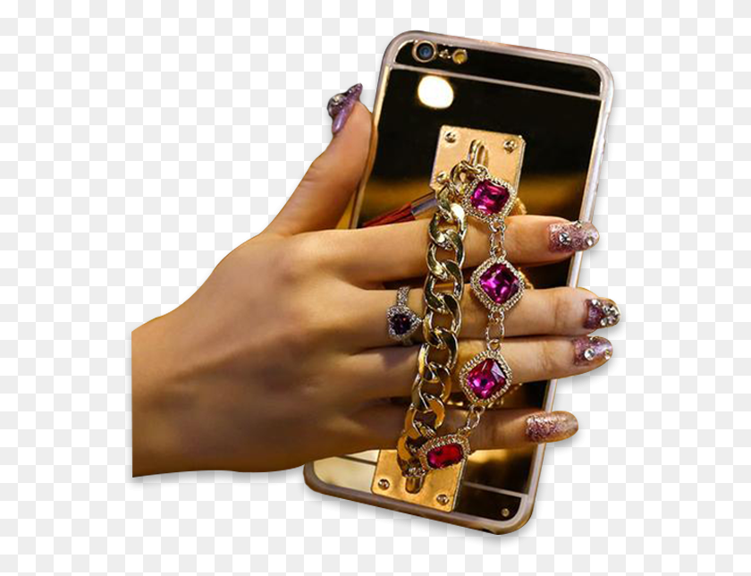568x584 Luxury Bling Rhinestone Mirror Phone Cases With Smartphone, Person, Human, Accessories Descargar Hd Png