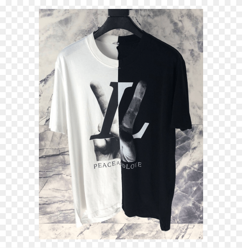 571x801 Lv Yin And Yang Fingers Tee Lv Peace And Love T Shirt, Clothing, Apparel, Sleeve HD PNG Download