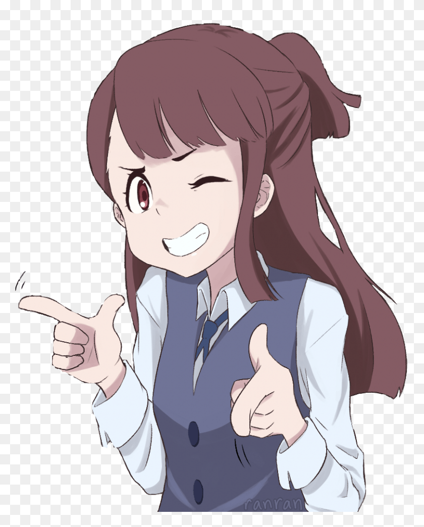 810x1022 Lwa Cool Akko Finger Guns Pose Reference, Comics, Book, Person HD PNG Download