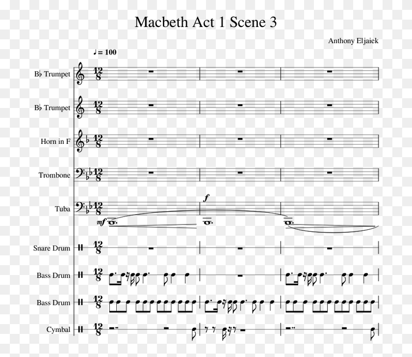 710x667 Macbeth Act 1 Scene 3 Sheet Music For Trumpet French Sheet Music, Gray, World Of Warcraft HD PNG Download