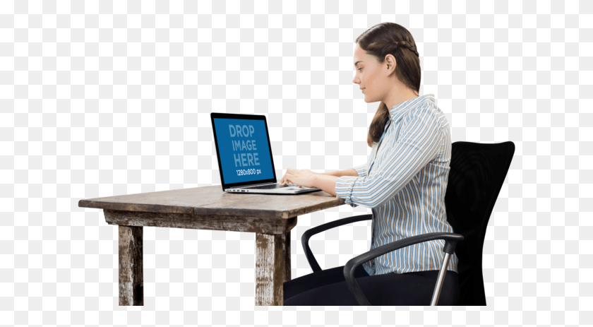 621x403 Macbook Mockup Used By Woman At Her Desk Laptop On Desk, Person, Human, Pc HD PNG Download