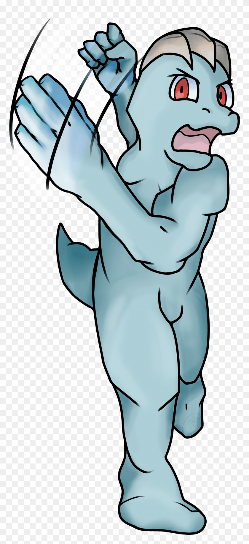 1441x3272 Machop Used Karate Chop By Gazizaty Cartoon, Hand, Person, Human HD PNG Download