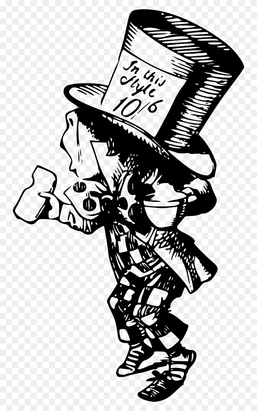 756x1280 Mad Hatter Character Image Original Mad Hatter Drawing, Stencil, Person, Human HD PNG Download