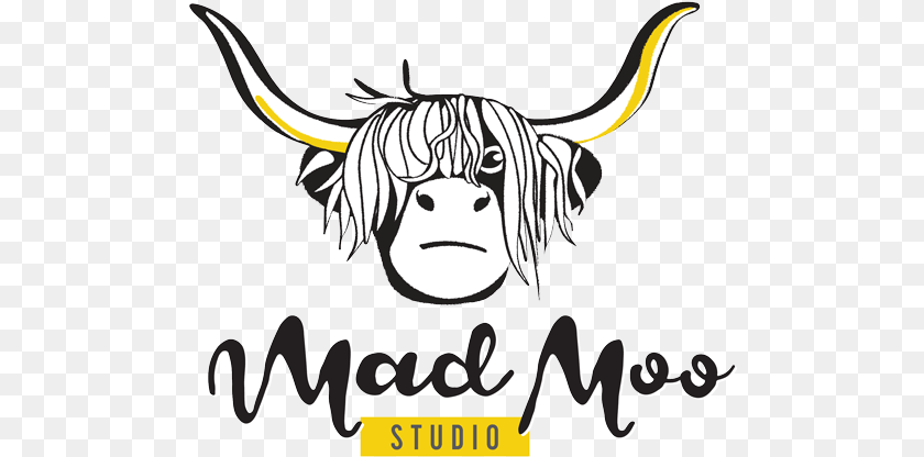 Mad Moo Logo Horn, Animal, Mammal, Cattle, Longhorn Sticker PNG