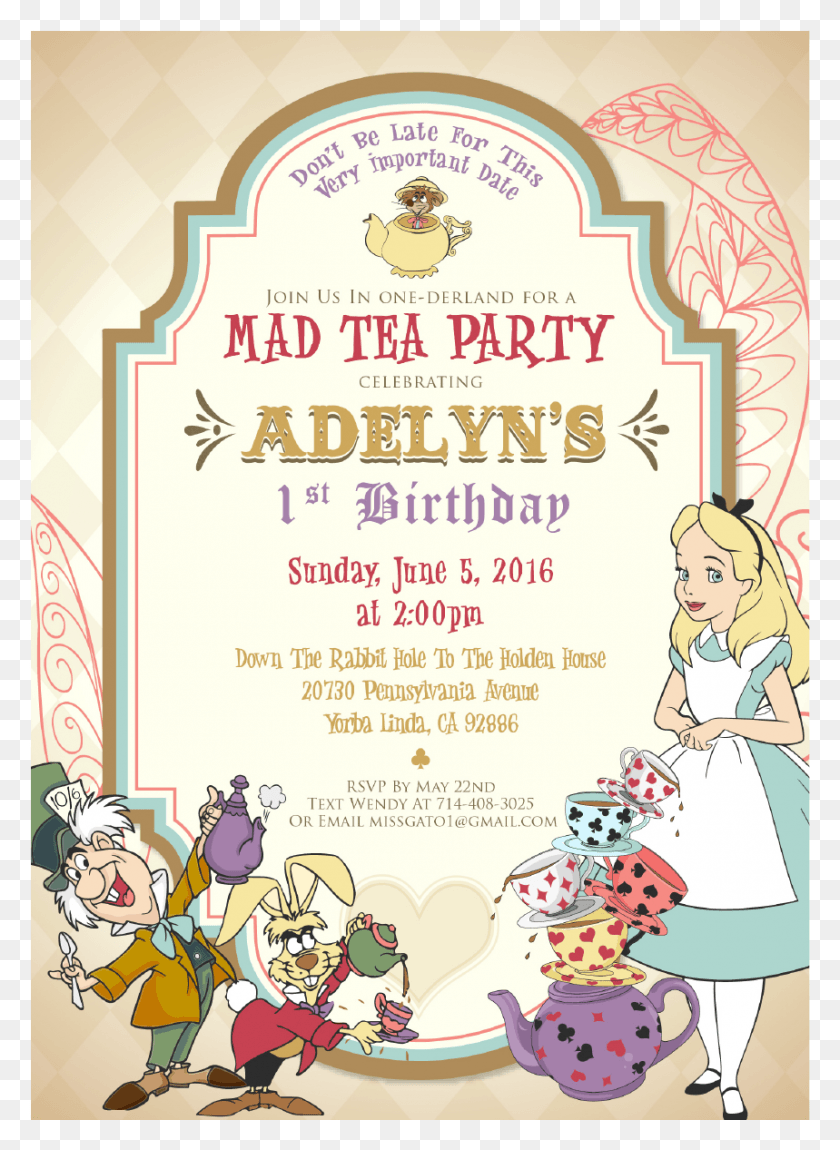 859x1201 Mad Tea Party Birthday Invitations Tea Party Birthday Invitation, Poster, Advertisement, Flyer HD PNG Download