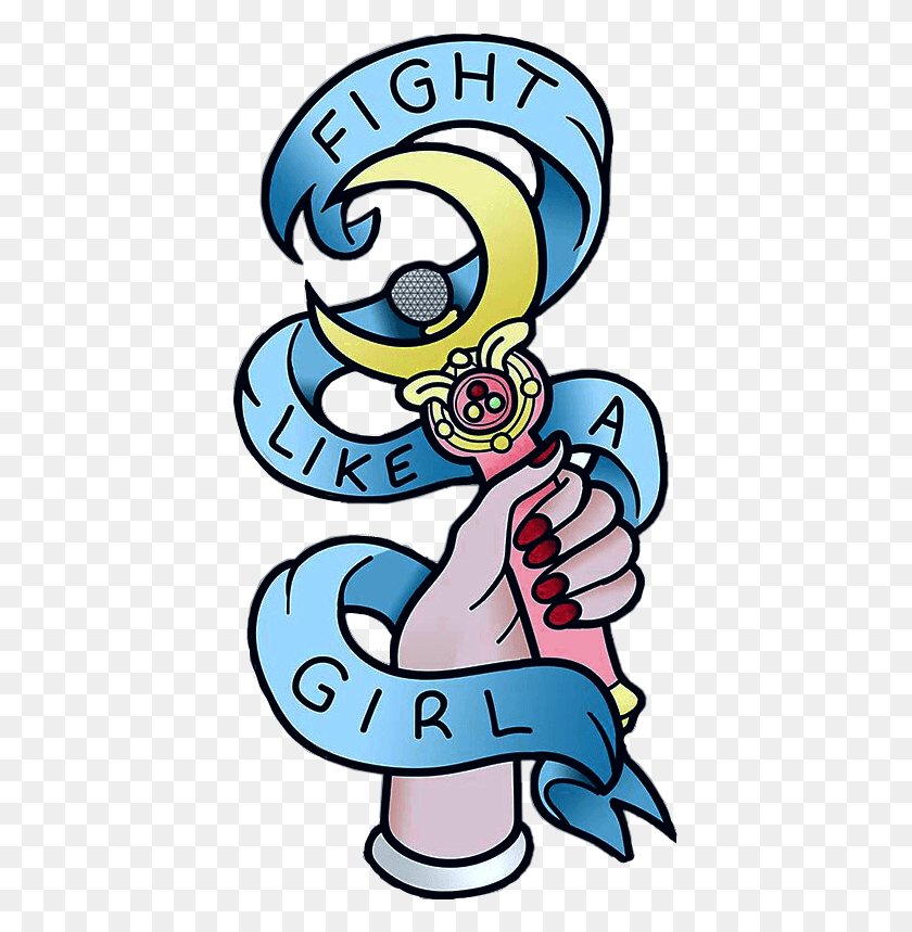 409x799 Сделано Lamekatie На Redbubble Sailor Moon Fight Like A Girl Tattoo, Текст, Графика Hd Png Скачать