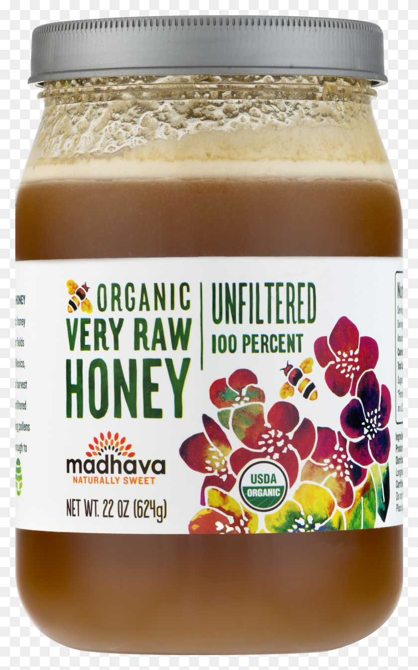 1091x1801 Madhava Organic Very Raw Honey 22 Oz Organic Raw Unfiltered Honey, Label, Text, Beer HD PNG Download