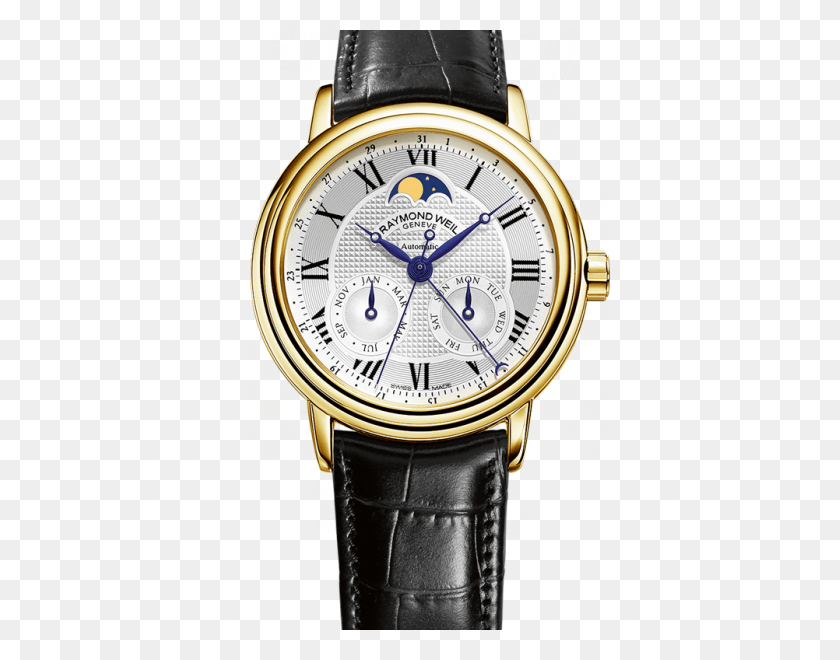 Maestro Automatic Moon Phase Yellow Gold On Leather Raymond Weil Maestro Moonphase Gold, Wristwatch, Clock Tower, Tower HD PNG Download
