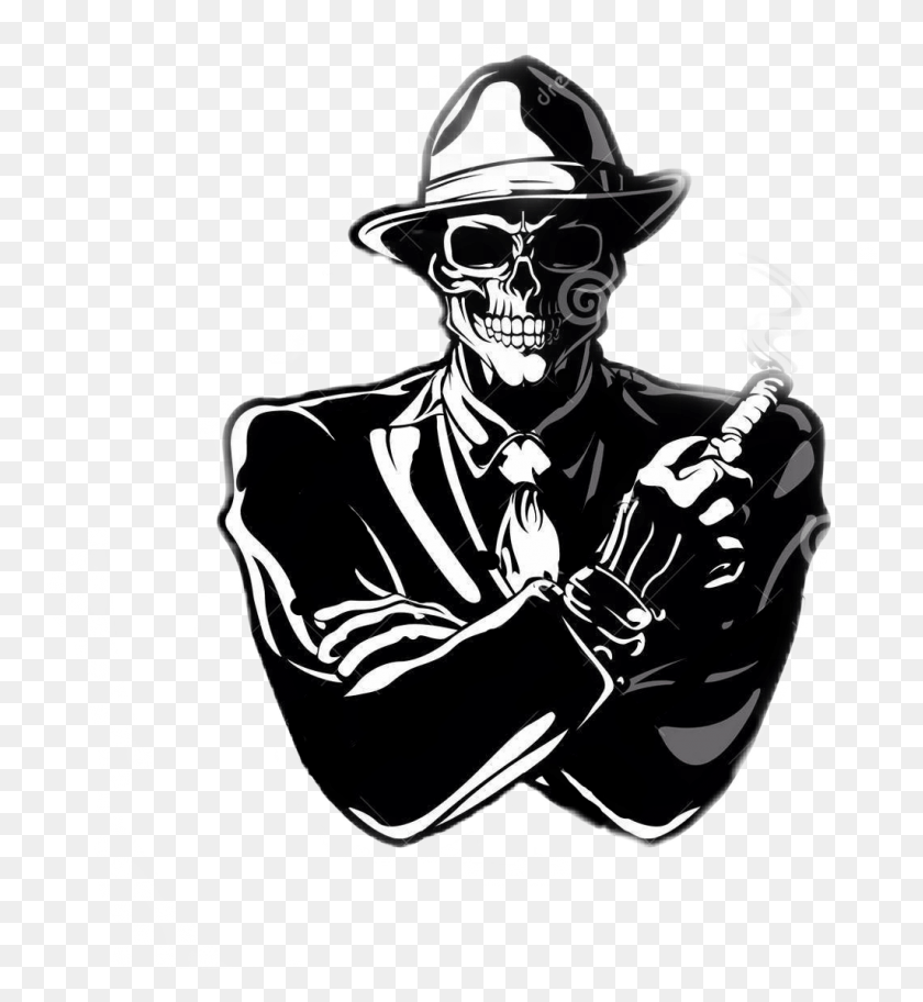 1024x1119 Mafia Sticker Skull Gangster, Person, Human, Sunglasses Descargar Hd Png