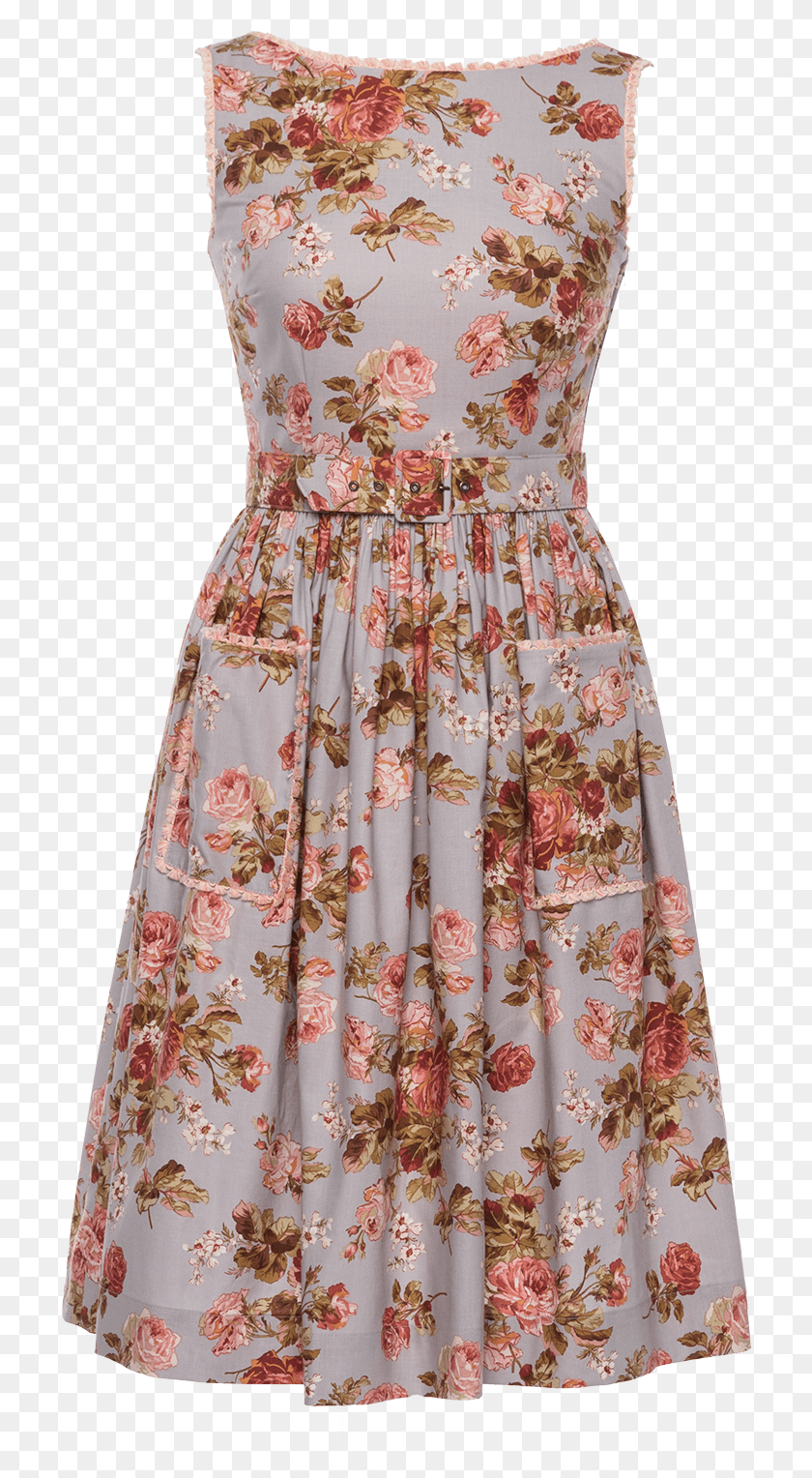 716x1468 Maggie Dress Lavender Roses By Lena Hoschek Day Dress, Clothing, Apparel, Female Descargar Hd Png