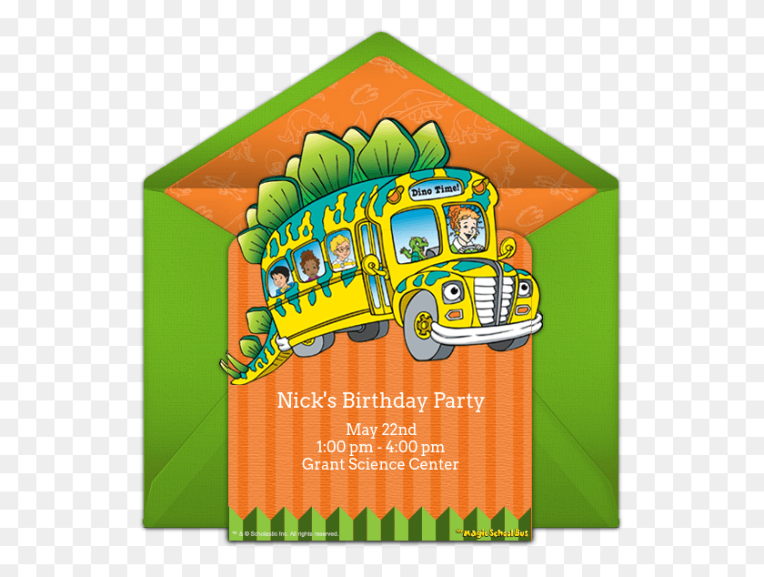 535x574 Приглашения На Вечеринку Magic School Bus, Бумага, Плакат, Реклама Hd Png Скачать