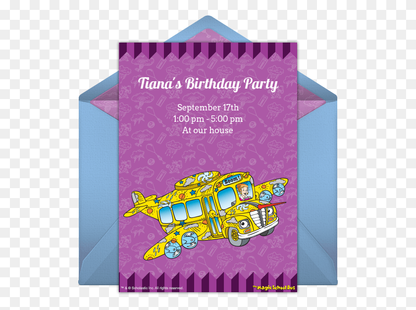 525x566 Magic School Bus Party Invite, Flyer, Poster, Paper HD PNG Download