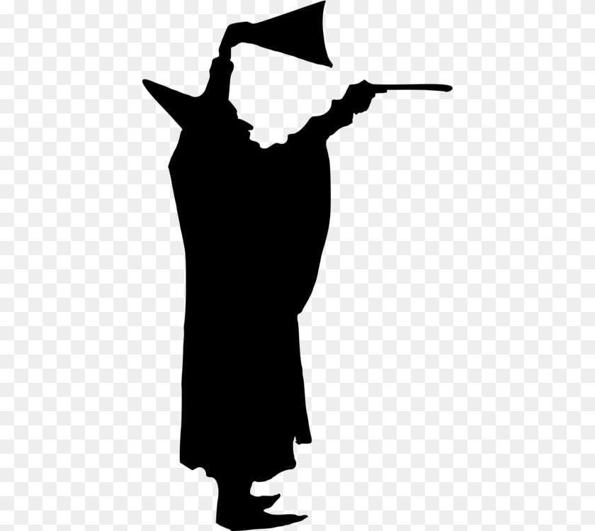 438x749 Magician Silhouette Wand Drawing, Gray PNG
