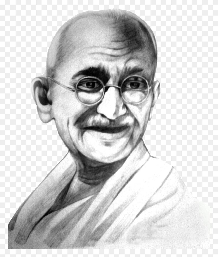 1201x1433 Эскиз Высокого Качества Махатмы Ганди, Голова, Лицо, Человек Hd Png Скачать