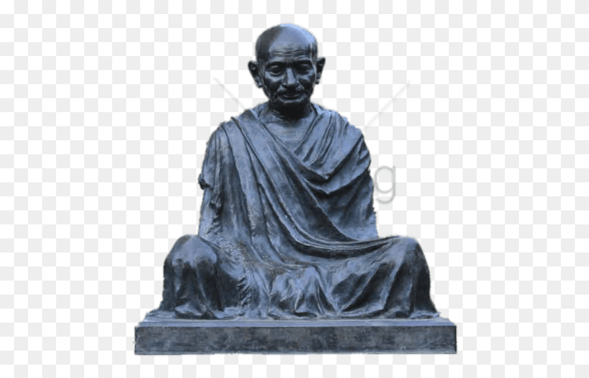 468x479 Mahatma Gandhi Sitting Statue Images Background Bronze Sculpture, Person, Human HD PNG Download