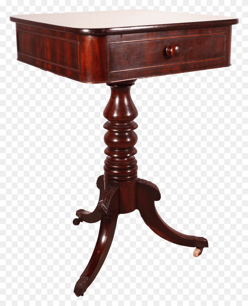 1628x2045 Mahogany Pedestal Table With Drawer End Table, Furniture, Wood, Tabletop HD PNG Download