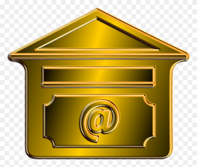 816x679 Mail Box Letter Boxes Mailbox Gold Post Box Metal Illustration, Letterbox, Text, Treasure HD PNG Download