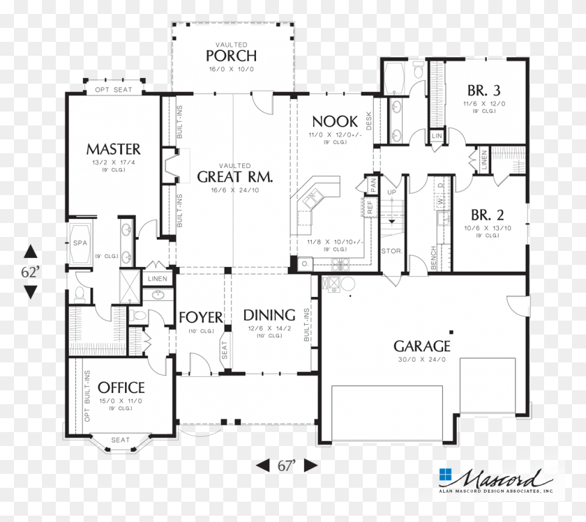1141x1009 Main Floor Plan Of Mascord Plan 22157a House Plans, Floor Plan, Diagram, Plot HD PNG Download