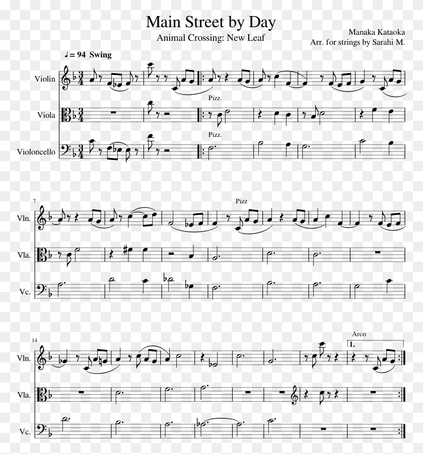 776x842 Main Street By Day Sheet Music Composed By Manaka Kataoka His Theme Violin, Gray, World Of Warcraft HD PNG Download