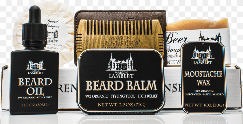 3937x2016 Maison Lambert Ultimate Beard Kit Kraft Box Beard Oil Clipart PNG