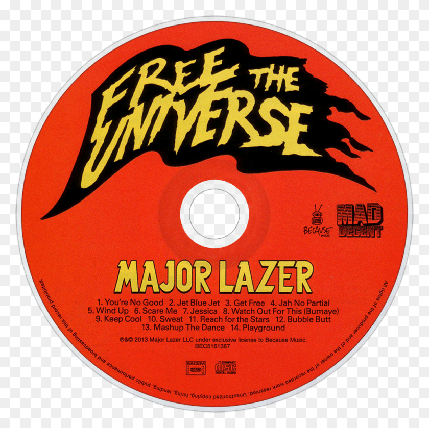 1000x1000 Major Lazer Free The Universe Cd Disc Image Mad Decent, Disk, Dvd, Text HD PNG Download