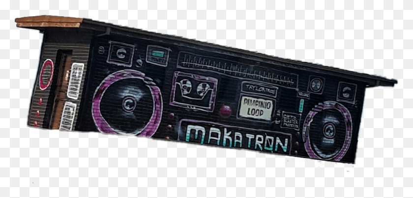 1024x449 Descargar Png Makatron Boombox Music Radio Graff Graffiti Streetart Vehículo Audio, Marcador Hd Png