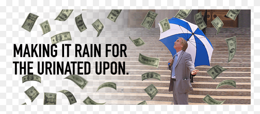 1388x551 Make It Rain Glazer Umbrella, Money, Dollar, Person HD PNG Download