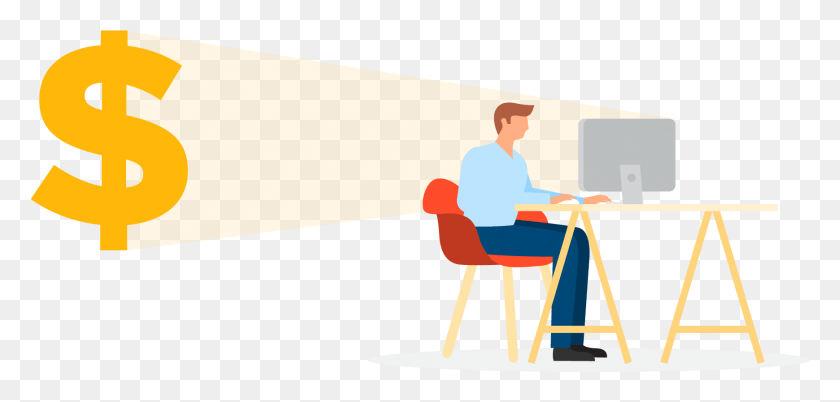 1738x764 Make Money Clipart Computer Sitting, Standing, Person, Human HD PNG Download