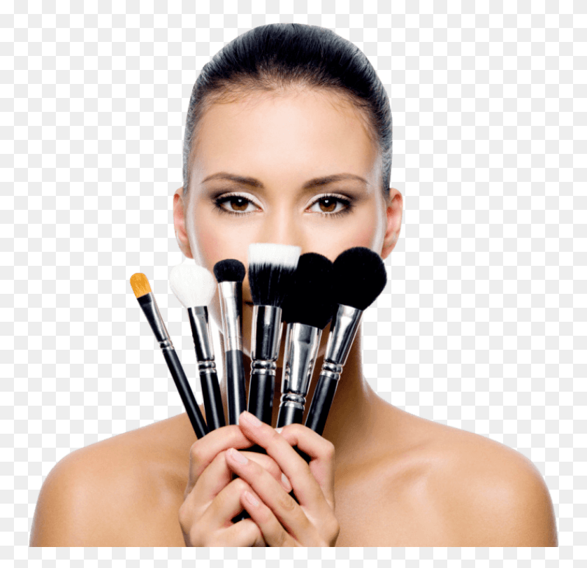 761x752 Make Up Artist 6ixy 2017 02 21t19 Model With Makeup Brushes, Person, Human, Face HD PNG Download
