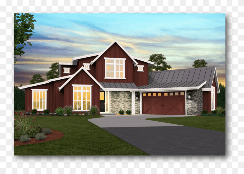 2032x1411 Make Way For The Modern Farmhouse Big House With Shop, Grass, Plant, Housing HD PNG Download