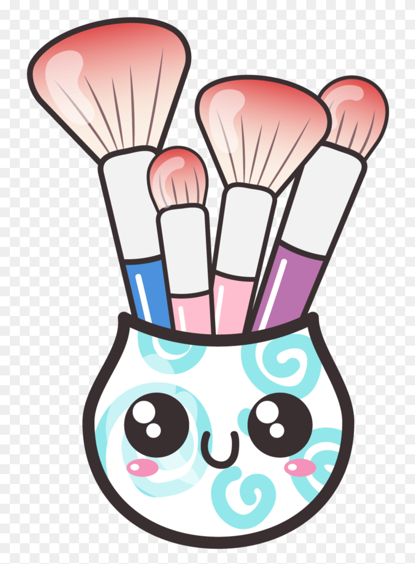 739x1082 Makeup Brushes In A Cup By Barovlud Make Up Brush Cartoon, Tool, Badminton, Sport HD PNG Download